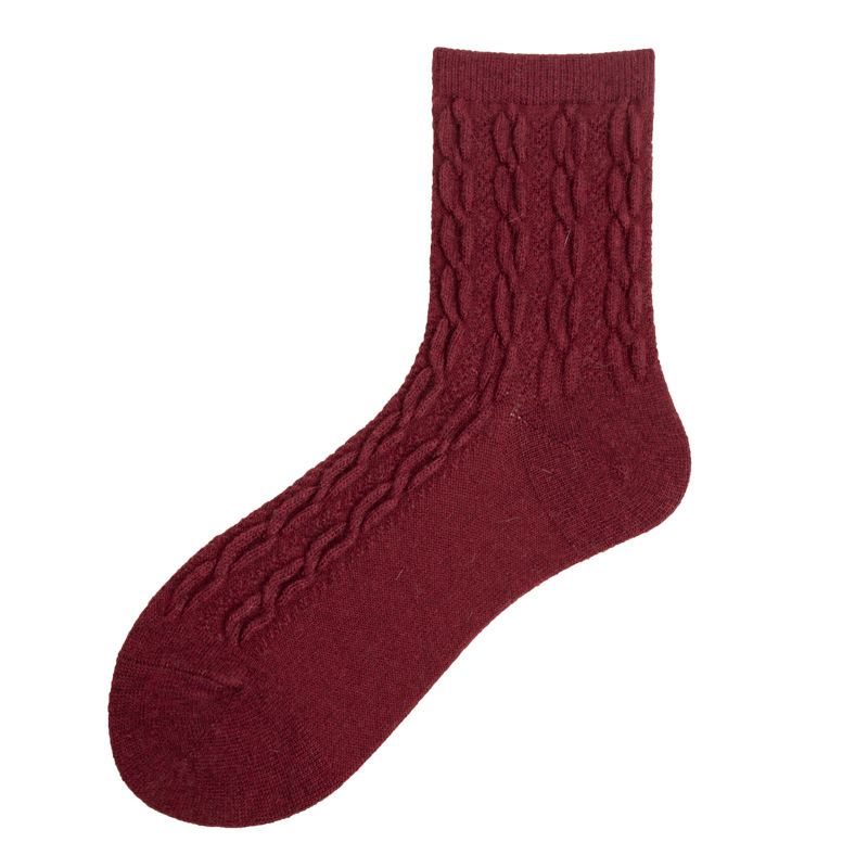 Winter Female Cannabis Retro Socks Piles Of Socks Thick Warm Wool Socks Wholesale Solid